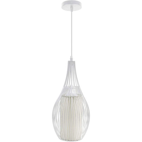 Lampadario da soffitto pendente a sospensione di forma ovale plafoniera bianca portalampada con attacco e27 arredamento casa moderno