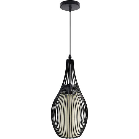 Lampadario da soffitto pendente a sospensione di forma ovale plafoniera nera portalampada con attacco e27 arredamento casa moderno