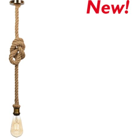 Lampadario da soffitto Single Rope Canapa Ottone 1 x E27 Novaline
