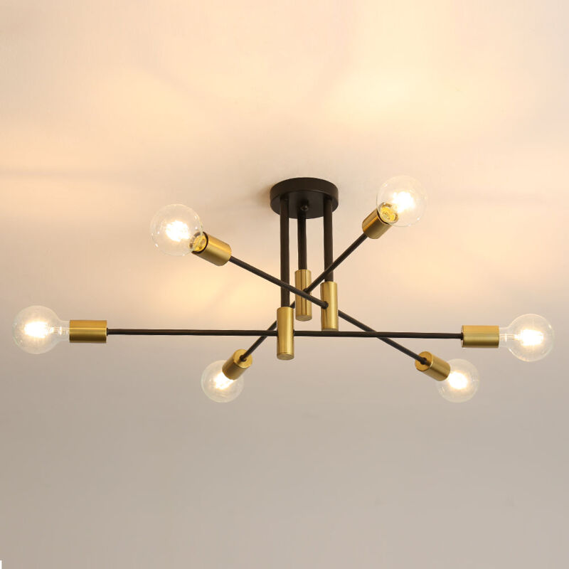 Image of Goeco - Lampade da soffitto industriali, Lampadario soggiorno retrò E27, Lampadario Camera da letto angolo regolabile di 180°, Lampadario per