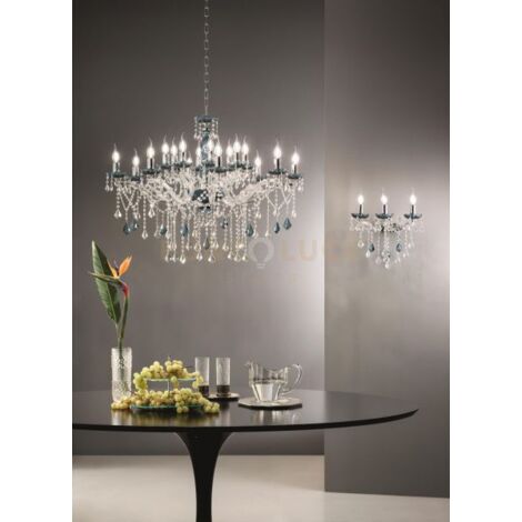 LAMPADARIO DAMASCO 16 LUCI OTTANIO E CROMO ATTACCO E14 D.95CM