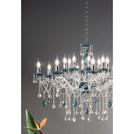 LAMPADARIO DAMASCO 8 LUCI OTTANIO E CROMO ATTACCO E14 D.82CM