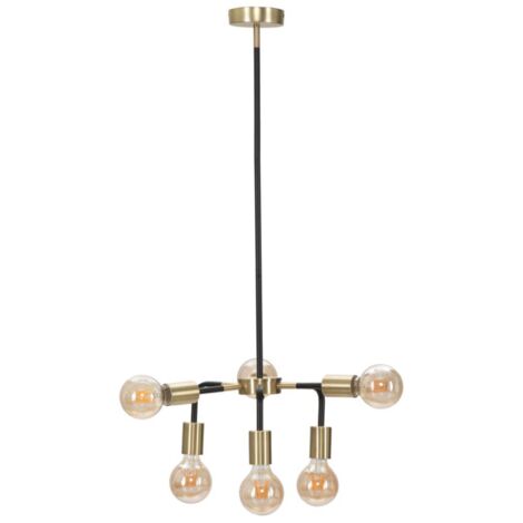Lampadario "Darky" struttura in metallo color nero e oro con 6 luci per interni