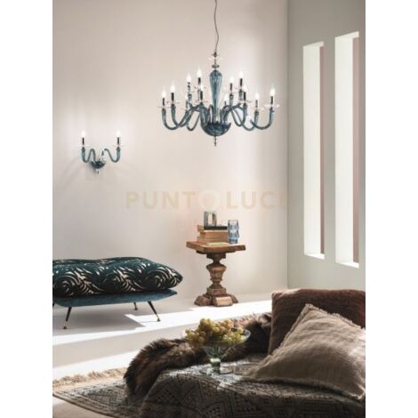 LAMPADARIO DEBUSSY 12 LUCI OTTANIO E CROMO ATTACCO E14 D.84CM