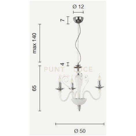 LAMPADARIO DEBUSSY 3 LUCI TRASPARENTE E ORO ATTACCO E14 D.50CM