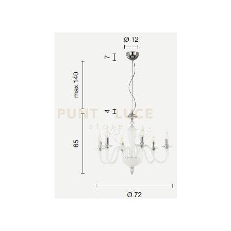 LAMPADARIO DEBUSSY 6 LUCI TRASPARENTE E ORO ATTACCO E14 D.72CM