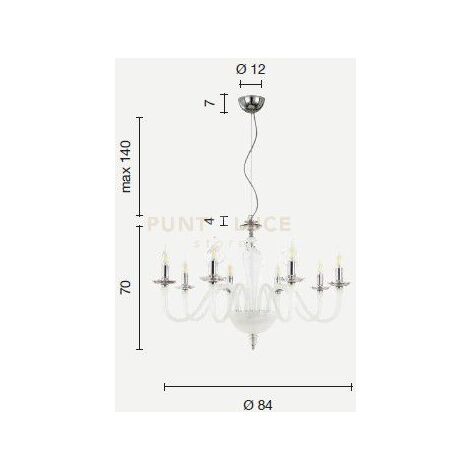 LAMPADARIO DEBUSSY 8 LUCI OTTANIO E CROMO ATTACCO E14 D.84CM