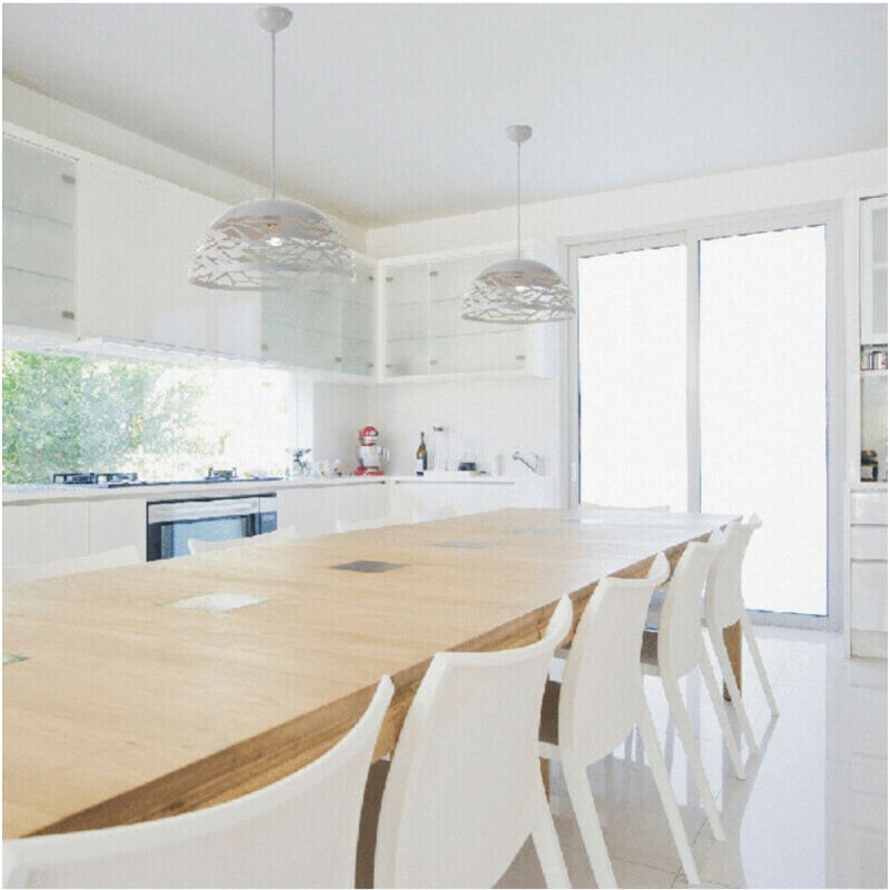 Lampadario Design Contemporaneo Paralume Metallo Traforato Sospensione E27 A37 Bianco - - Trade Shop Traesio