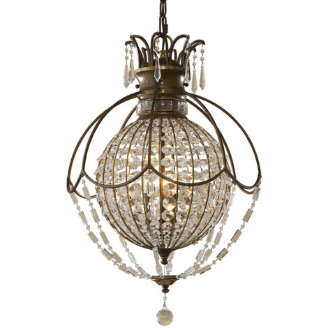 Lampadario design lampada a sospensione lampada da soffitto design sferico cristalli bronzo