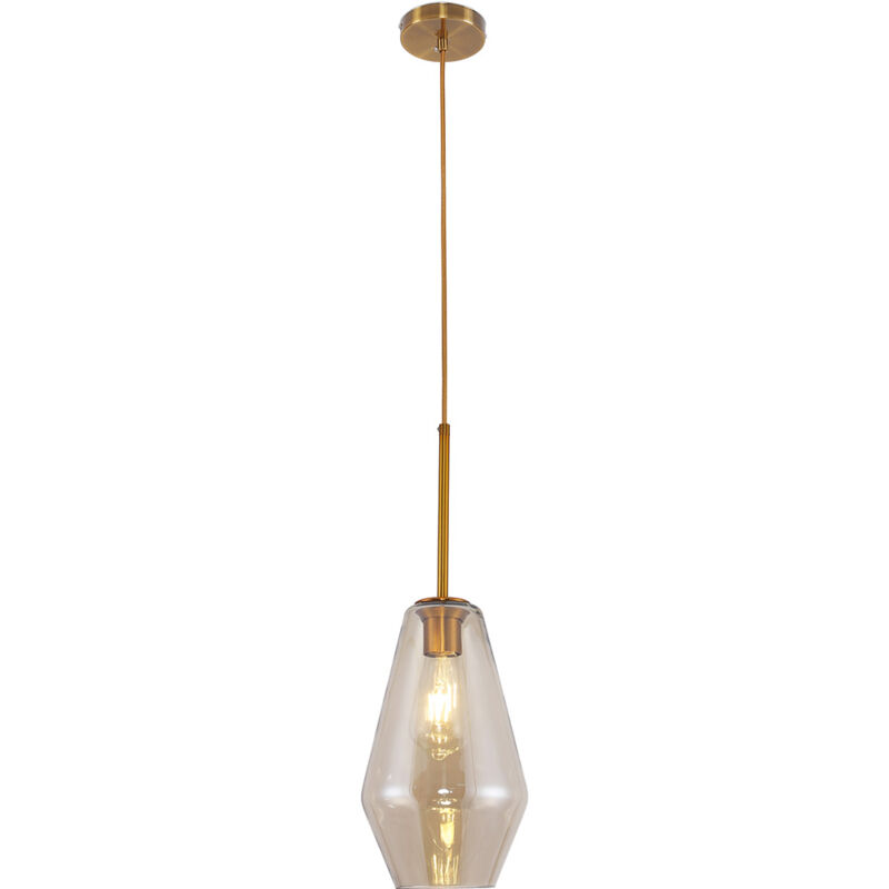 Image of Lampada a soffitto in cristallo - Lampada a sospensione dal design vintage - Alua Beige - Vetro, Metallo - Beige