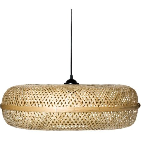 Lampadario di ispirazione bohémien con paralume in bambù intrecciato, illuminazione del soggiorno e della sala da pranzo Lajas