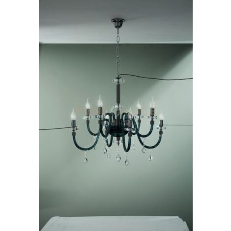 LAMPADARIO DIDO 8 LUCI OTTANIO E CROMO ATTACCO E14 D.83CM