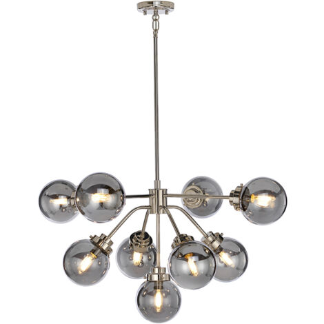 Lampadario Elstead Kula 9 Luci, Nichel Lucido, E14