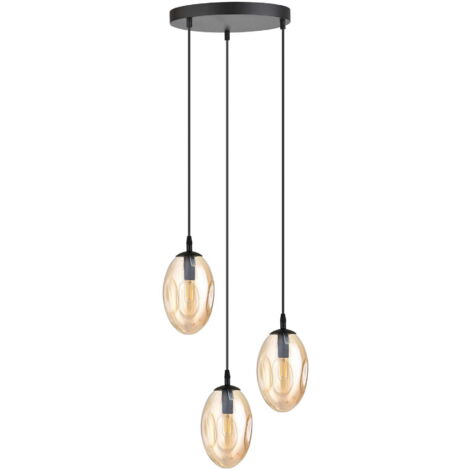 Lampadario Emibig Astral 3xE14 vetro miele nero dimmerabile