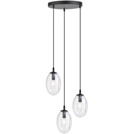 Lampadario Emibig Astral 3xE14 vetro trasparente nero