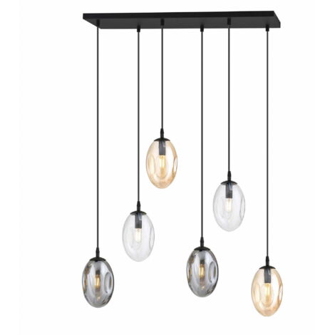 Lampadario Emibig Astral 6xE14 vetro multicolore nero