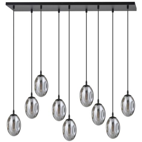 Lampadario Emibig Astral 9 luci E14 nero/cromo vetro