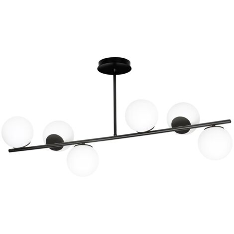 Lampadario Emibig BIOR 6xE14 nero con vetro bianco