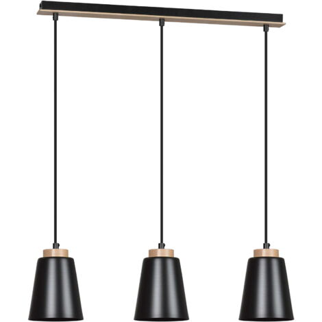 Lampadario Emibig Bolero 3, 3xE27 nero legno regolabile
