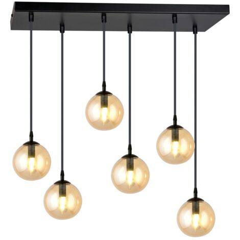 Lampadario Emibig Cosmo 6 6xE14 nero miele vetro metallo