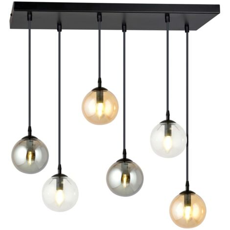 Lampadario Emibig Cosmo 6 luci E14 nero multicolor