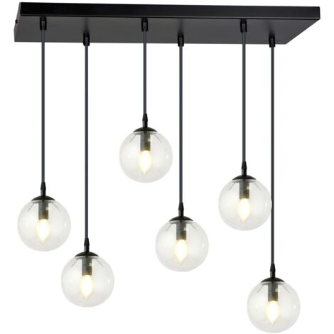 Lampadario Emibig COSMO 6xE14 nero vetro trasparente