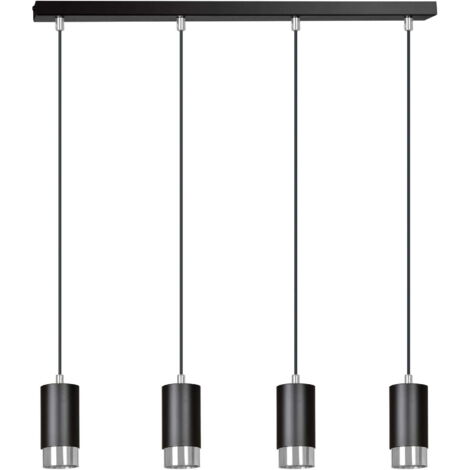 Lampadario Emibig Fumiko metallo 4xGU10 nero/cromo regolabile