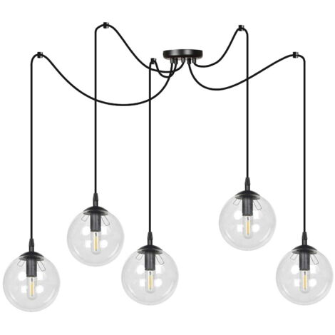 Lampadario Emibig GIGI 5xE14 nero vetro trasparente IP20