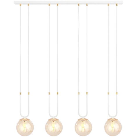 Lampadario Emibig Glam 4 luci E14 bianco miele oro