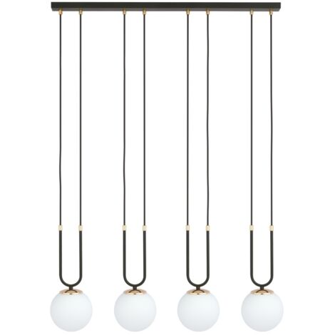 Lampadario Emibig Glam 4xE14 in vetro nero opale oro