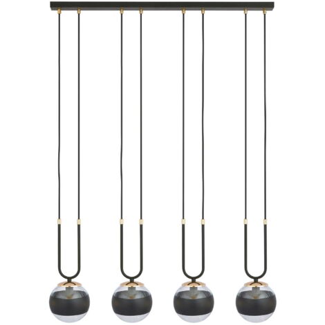 Lampadario Emibig Glam 4xE14 nero oro vetro trasparente