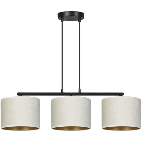 Lampadario Emibig Hilde 3 luci E27 nero crema oro