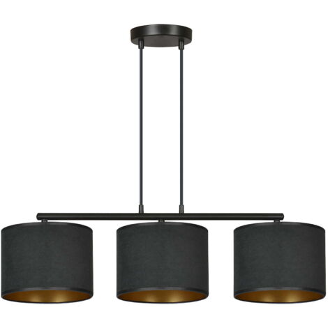 Lampadario Emibig Hilde 3 luci E27 nero oro 72cm H100cm