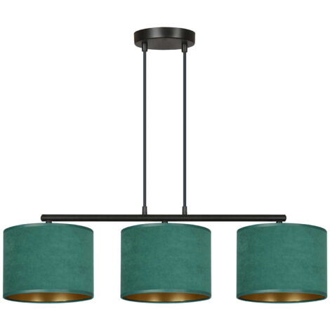 Lampadario Emibig Hilde 3xE27 verde oro nero tessuto
