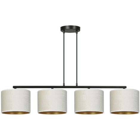 Lampadario Emibig Hilde 4 luci E27 nero crema oro