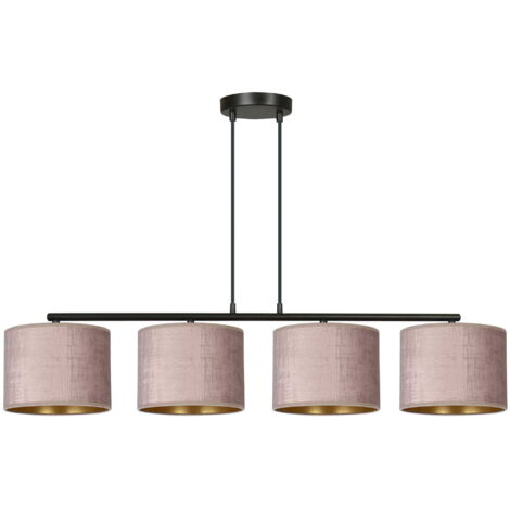 Lampadario Emibig Hilde 4 luci E27 nero rosa oro tessuto