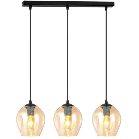 Lampadario Emibig ISTAR 3, 3xE27 nero/miele vetro metallo
