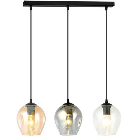 Lampadario Emibig Istar 3, 3xE27 vetro multicolor nero