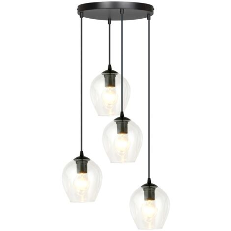 Lampadario Emibig Istar 4 vetro trasparente nero E27
