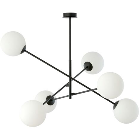 Lampadario Emibig Linear 6 nero/opalino 6xE14 102cm