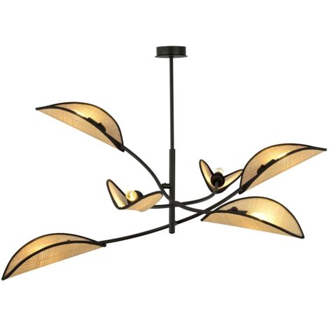 Lampadario Emibig Lotus 6xE14 Rattan Nero/Bruno Dimmerabile IP20