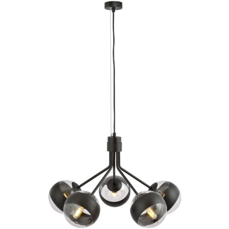 Lampadario Emibig Nova 5 nero/trasparente 5xE14 dimmerabile