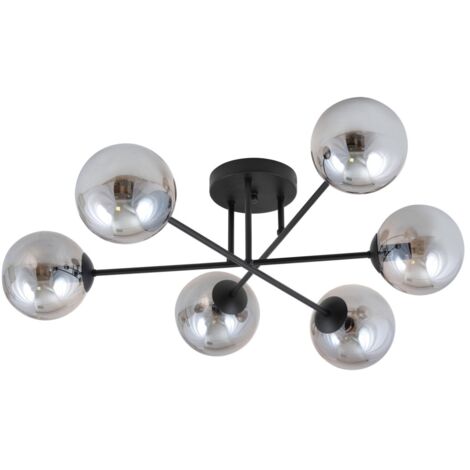 Lampadario Emibig Roma 6xE14 nero con vetro grafite