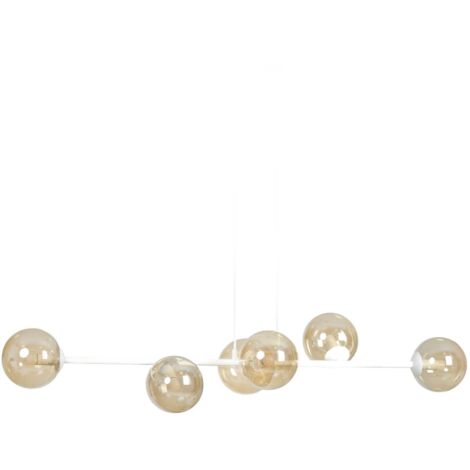 Lampadario Emibig Rossi 6 luci E14 bianco miele vetro
