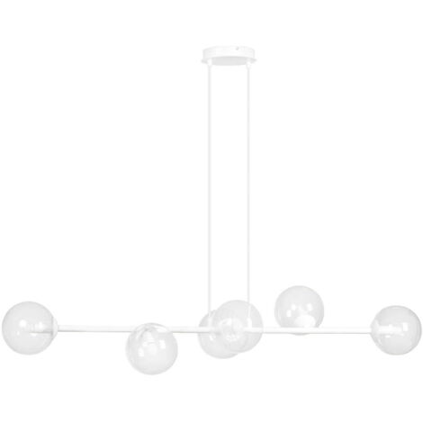 Lampadario Emibig Rossi 6 luci E14 bianco vetro trasparente
