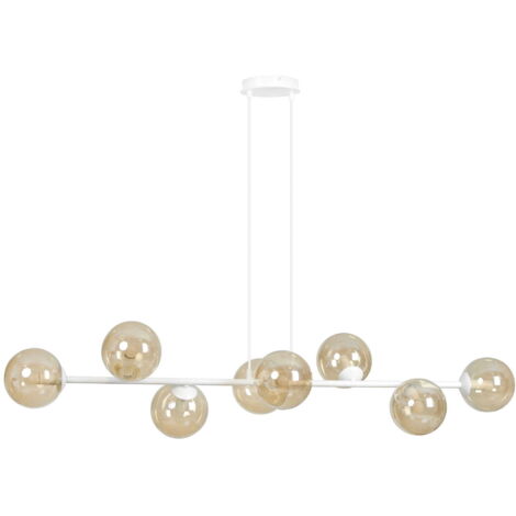 Lampadario Emibig ROSSI bianco/miele 8xE14 in vetro