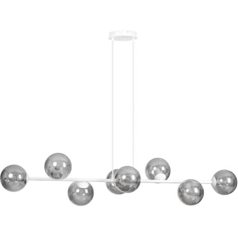 Lampadario Emibig Rossi bianco/vetro fumé 8xE14 130cm