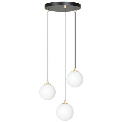 Lampadario Emibig Royal 3 luci E14 vetro bianco oro