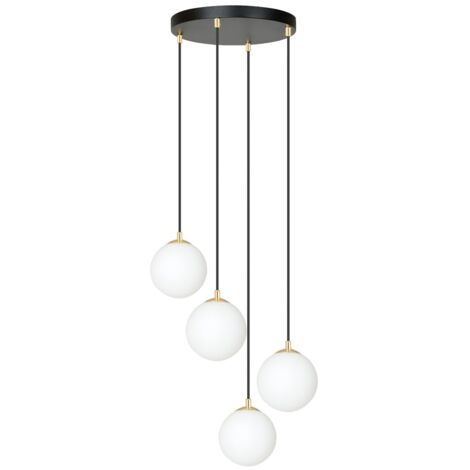 Lampadario Emibig Royal 4, 4xE14, vetro bianco nero oro
