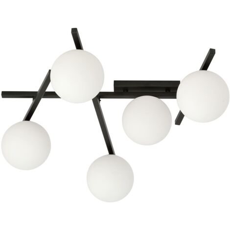 Lampadario Emibig Smart 5 luci E14 nero/opal dimmerabile 67cm